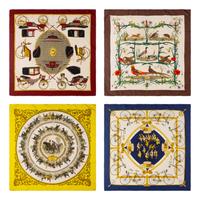Three Hermès Scarves and One Gucci Scarf