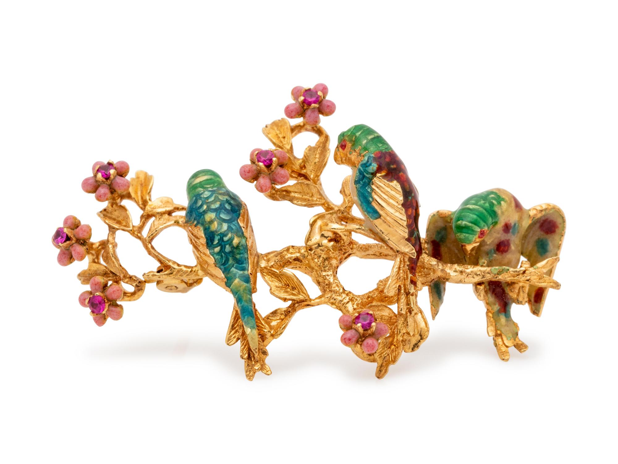 A Collection of Yellow Gold Brooches,
