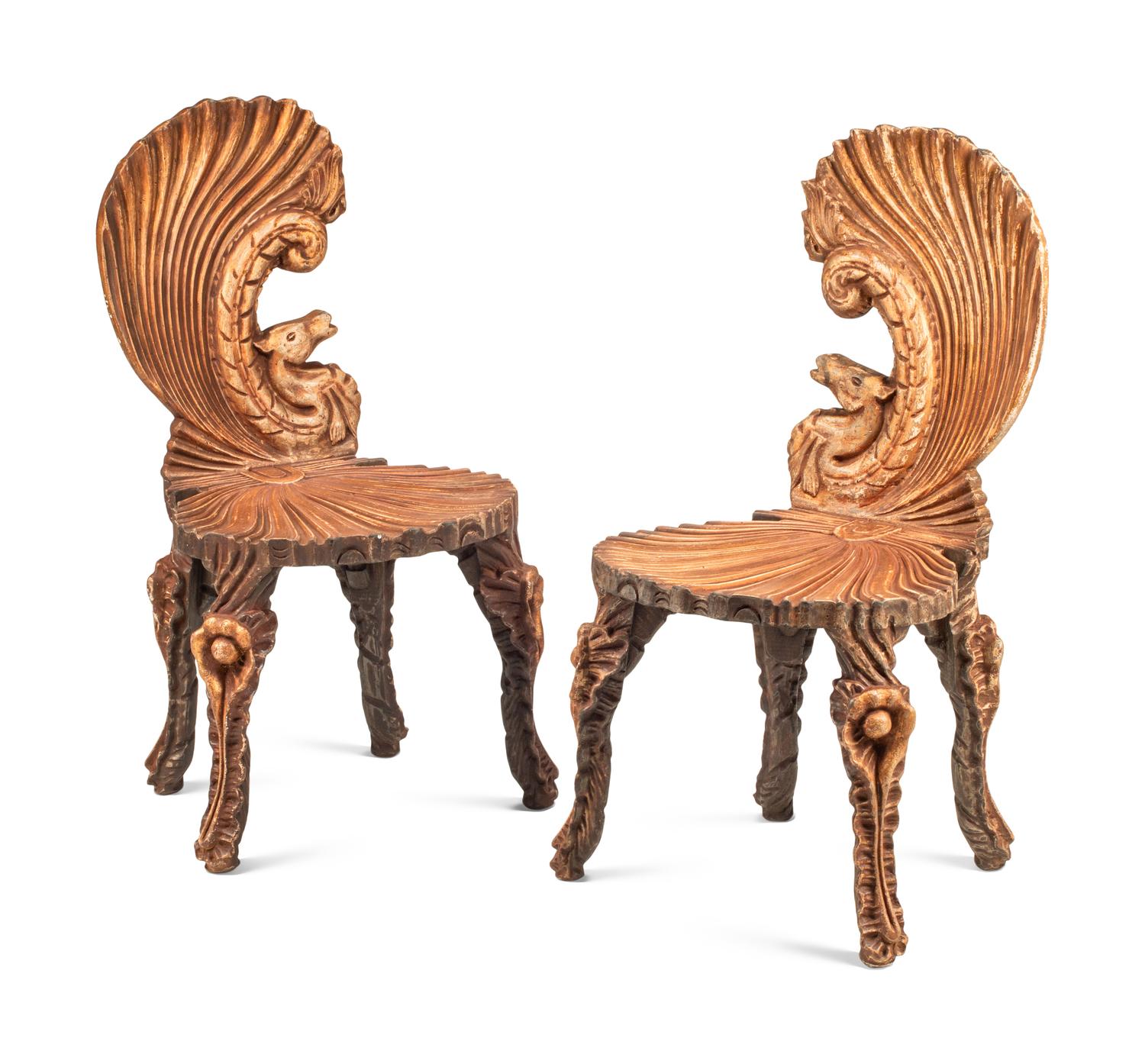 A Pair of Venetian "Grotto" Style Side Chairs