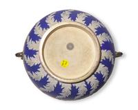 A Wedgwood Dark Blue and White Jasperware Twin-Handled Silver-Mounted Centerpiece Bowl