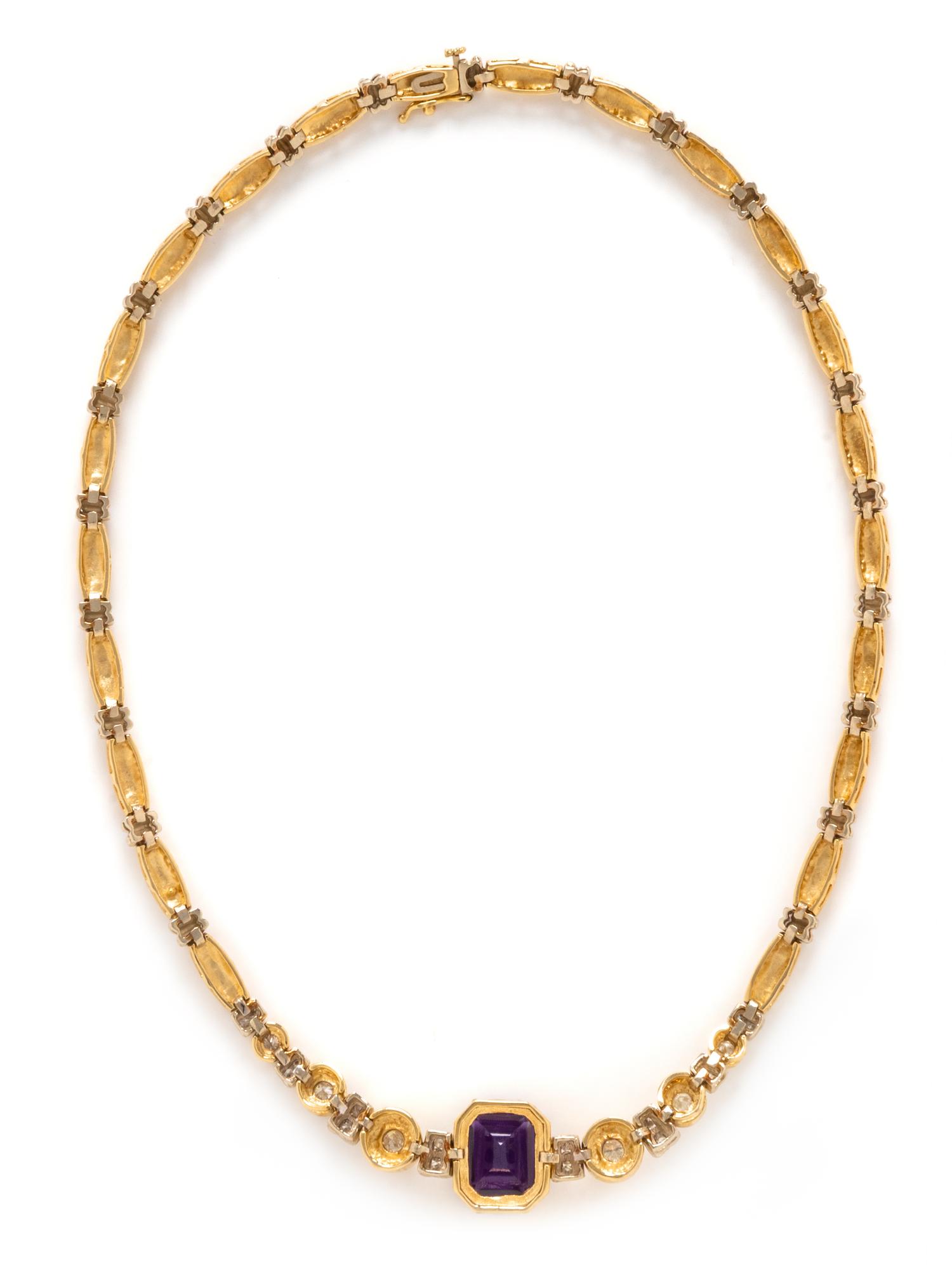 BICOLOR GOLD, AMETHYST, AND DIAMOND NECKLACE