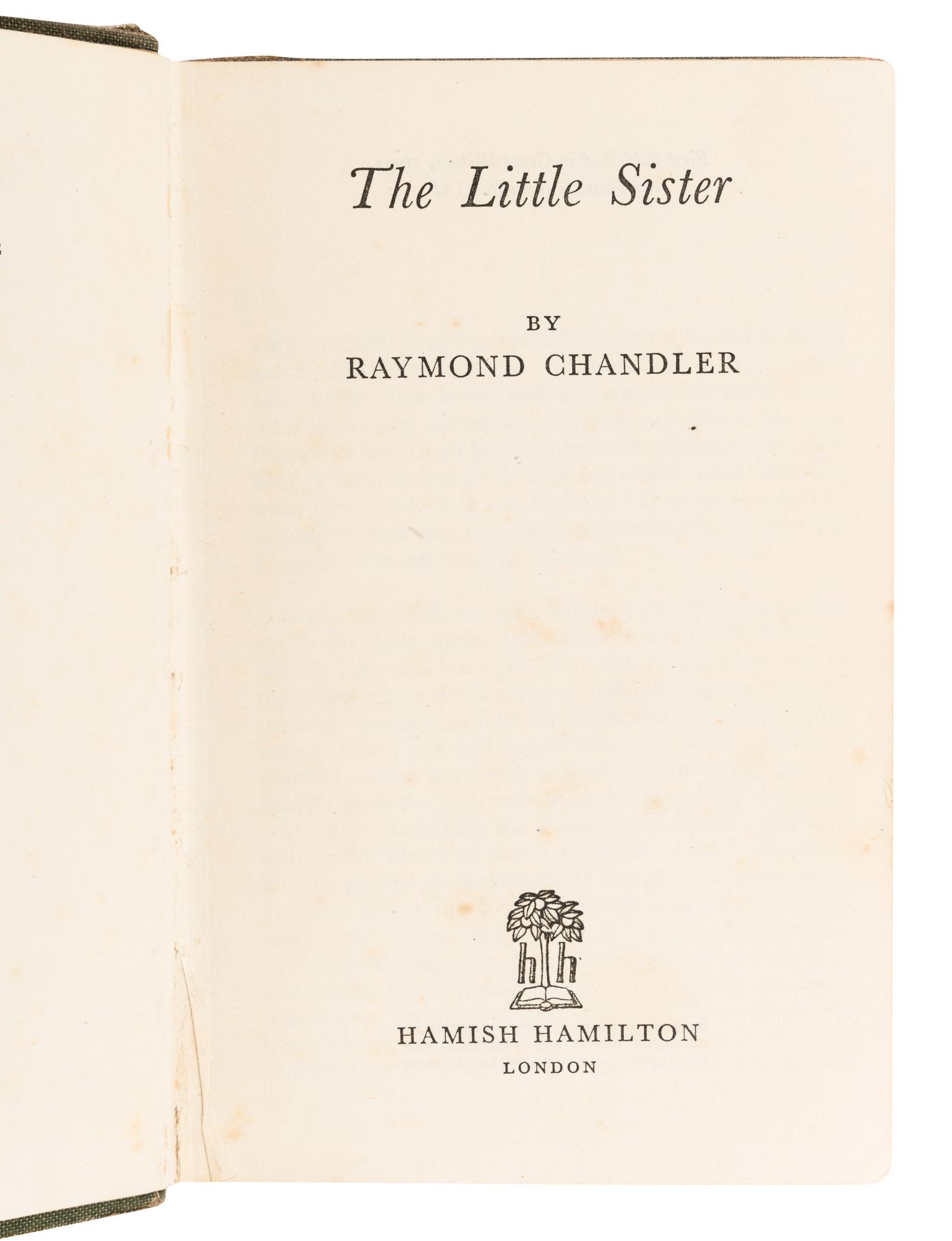 CHANDLER, Raymond (1888-1959). A group of 5 works, comprising: