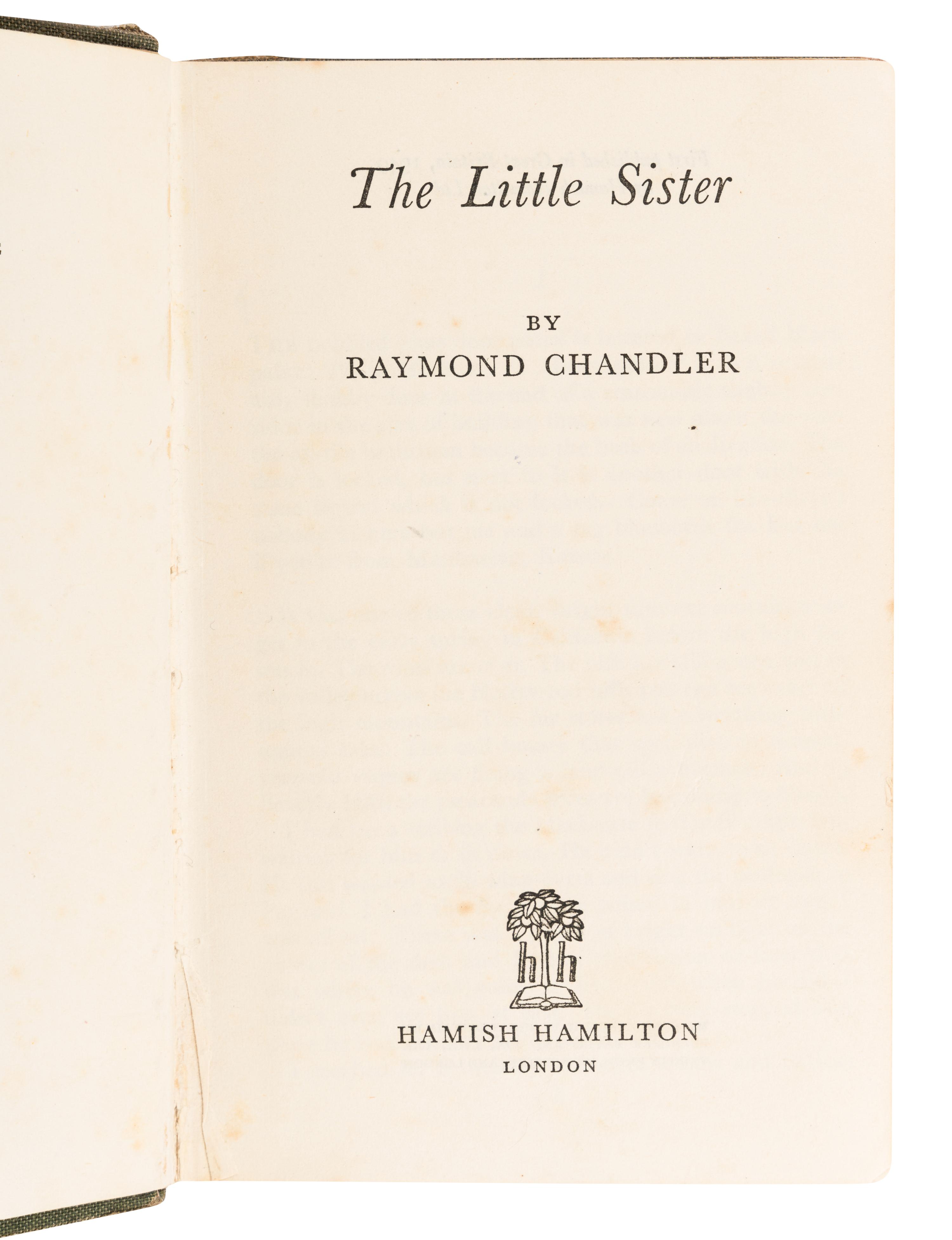 CHANDLER, Raymond (1888-1959). A group of 5 works, comprising: