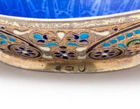 A Russian Silver and Guilloché Enamel Kovsh