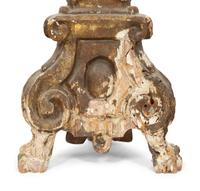 A Group of Five Italian Carved Giltwood Pricket Sticks