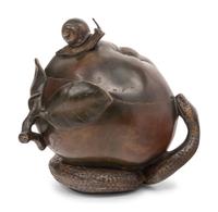 A French Art Nouveau 'Snail and Snake' Bronze Box
