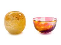 Bowl, 1975 Kosta Boda, Sweden together with a studio glass vessel