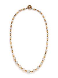 YELLOW GOLD AND OPAL BEAD NECKLACE
