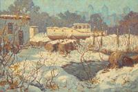 Laurence A. Campbell (American, B. 1939) - Camden Boat Yard, Winter