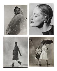 A Group of Four Works depicting models in the rain for Vogue, Glamour, and Life Magazines, 1941-45