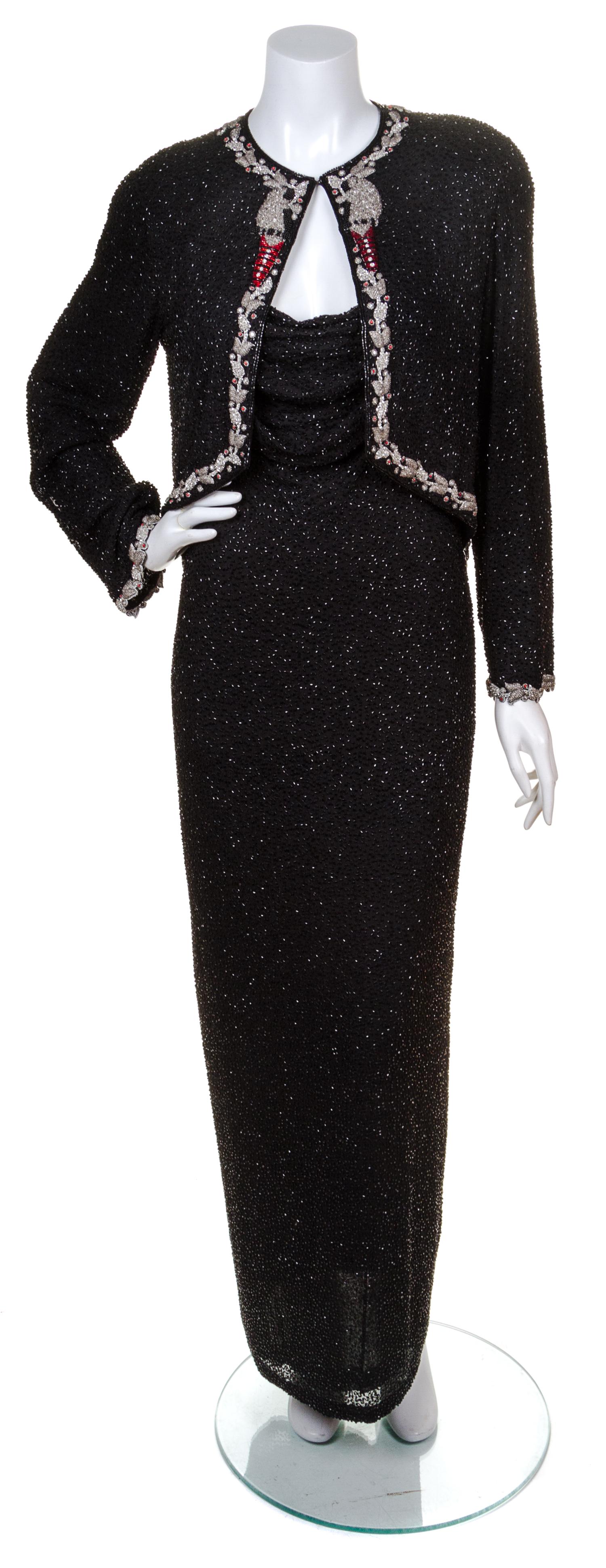 A Sasha Frisson Beaded Gown Ensemble, Size 8.