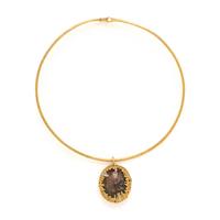 Geoffrey Turk, Dendritic Agate, Diamond, and Yellow Gold Pendant Necklace