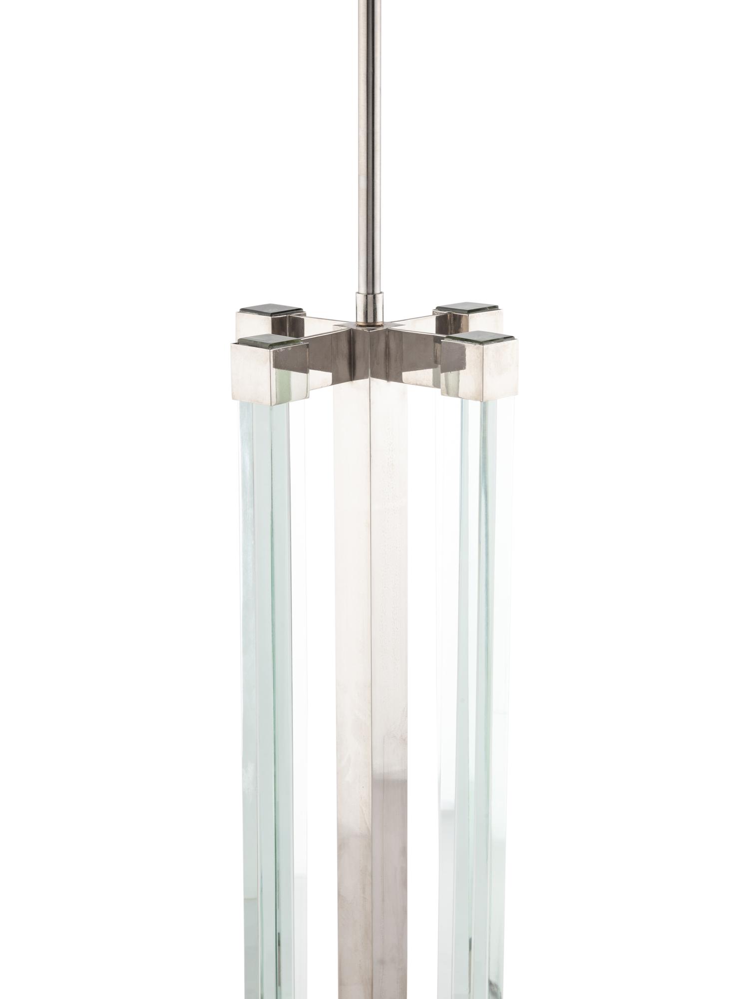 A Fontana Arte Glass and Nickel-Plated Brass Table Lamp