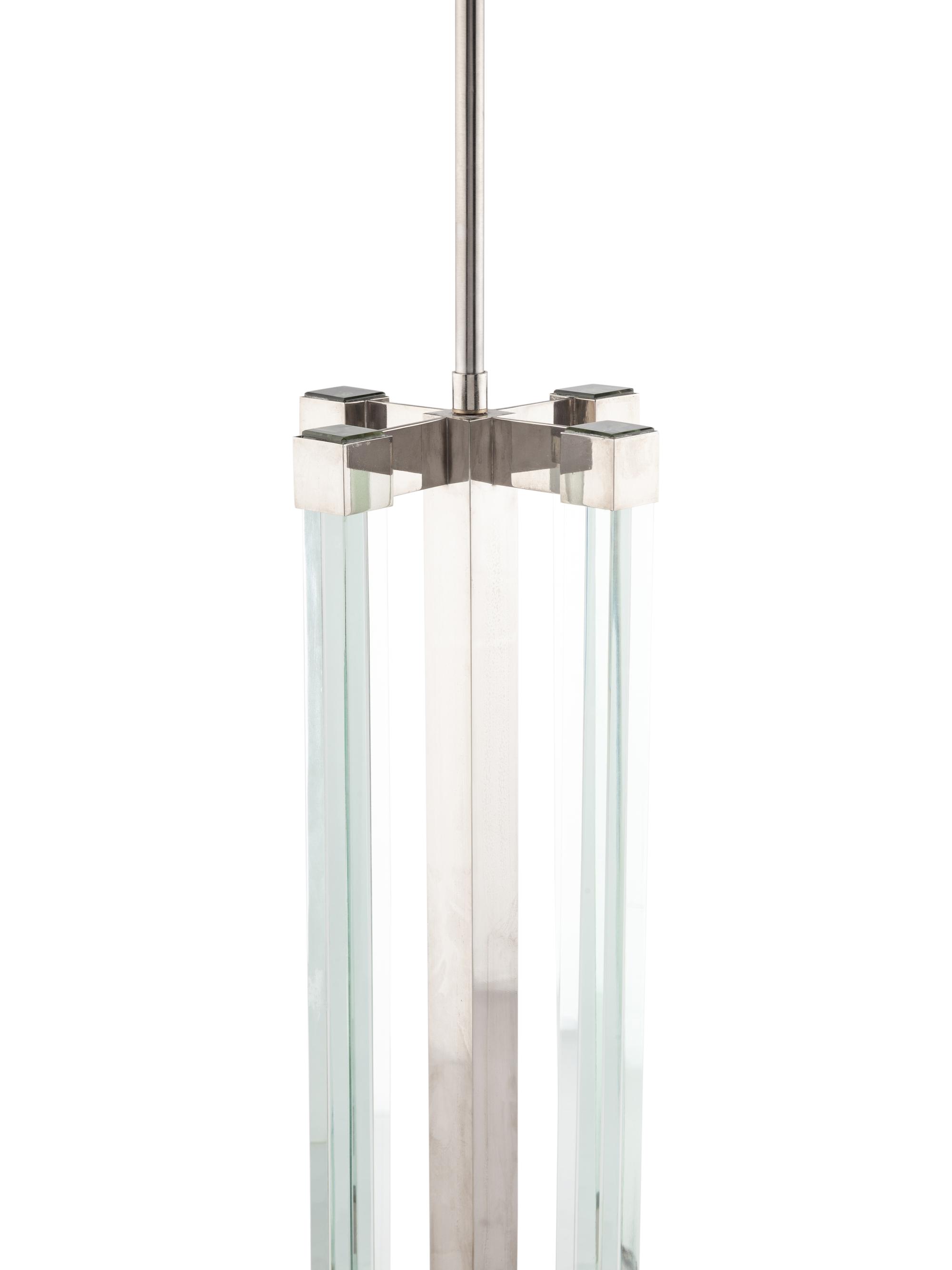 A Fontana Arte Glass and Nickel-Plated Brass Table Lamp