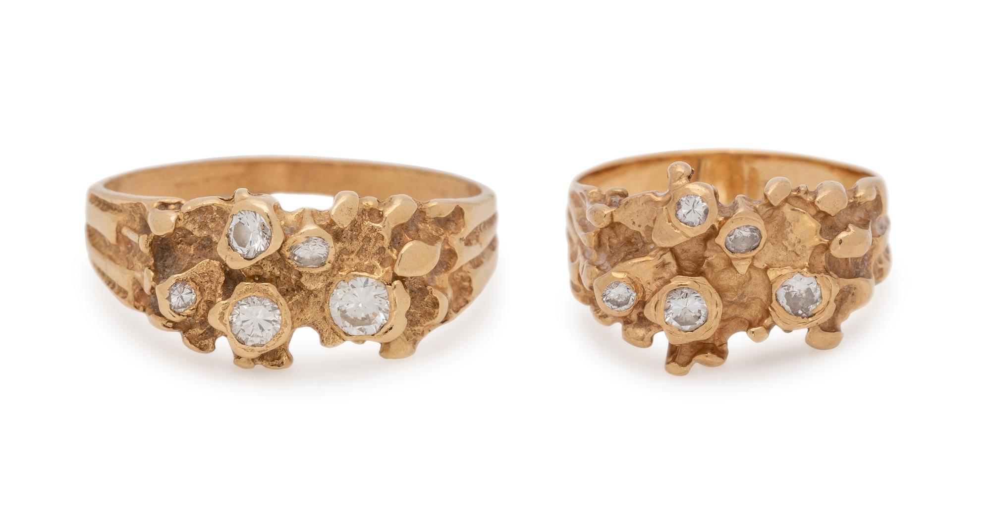 COLLECTION OF YELLOW GOLD AND DIAMOND RINGS