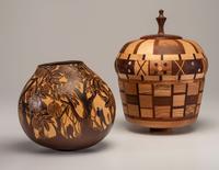A Carved Lidded Jar and Gourd