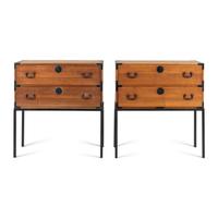 A Pair of Japanese or Korean Metal Mounted Tansu Cabinets on Stands