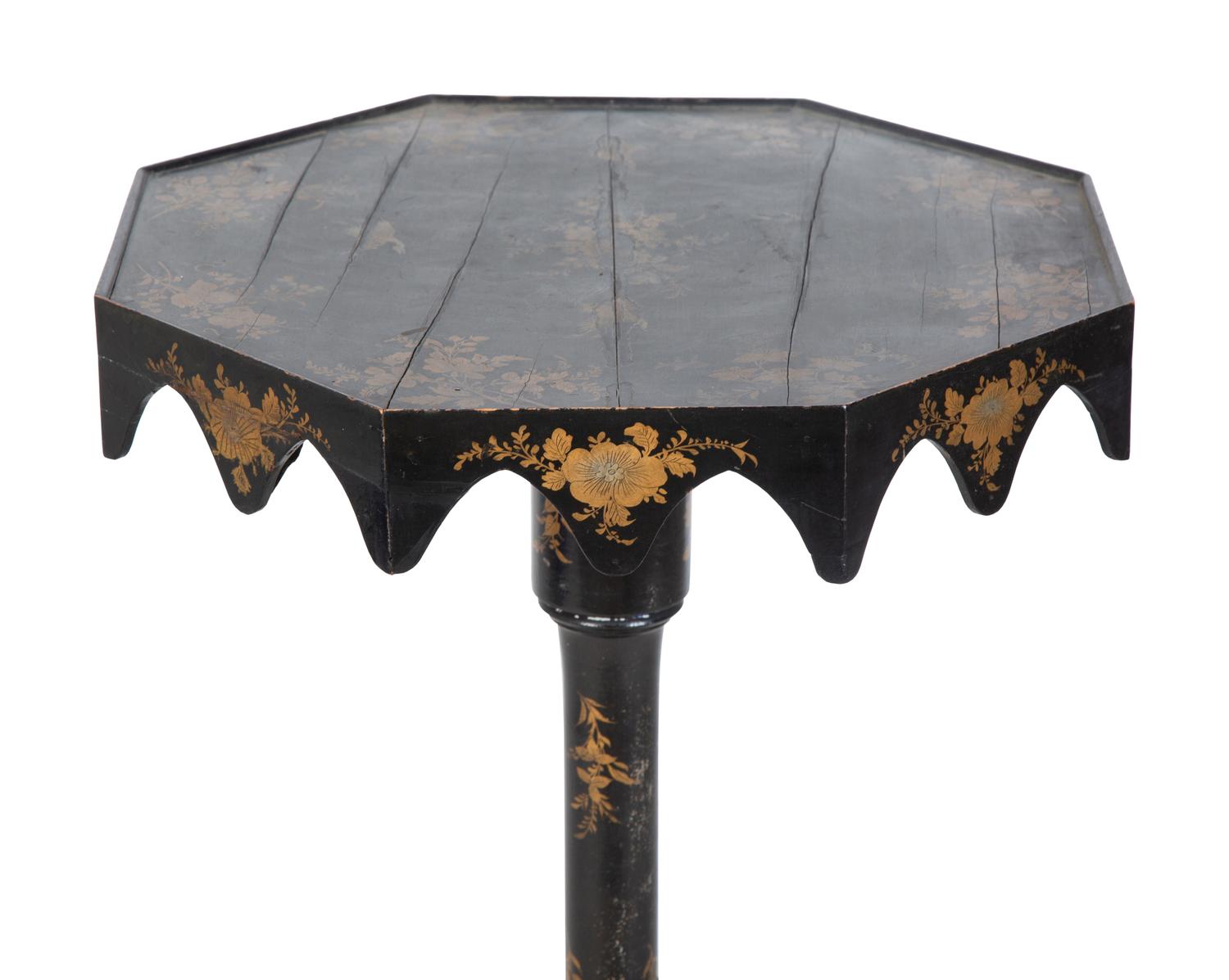 An English Black-Japanned Candle Stand or Work Table — 19TH CENTURY