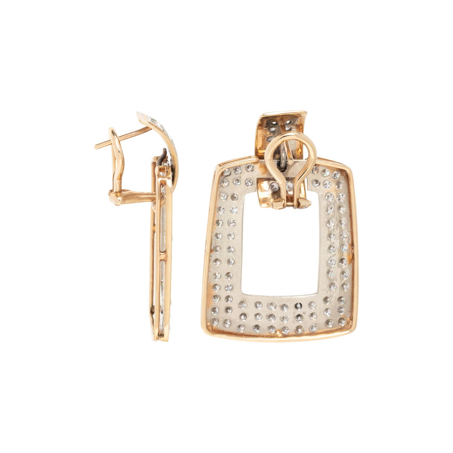 BICOLOR GOLD AND DIAMOND EARCLIPS