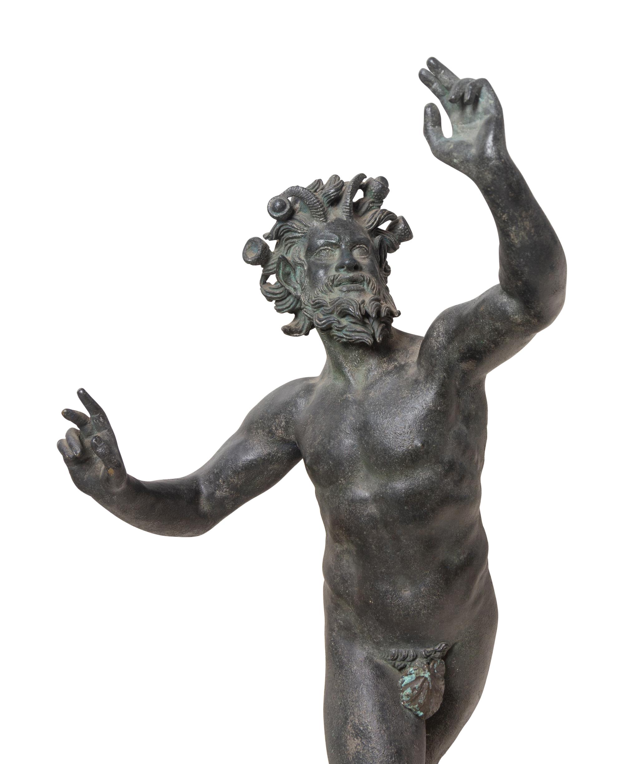 An Italian Grand Tour Bronze of the Dancing Faun of Pompeii