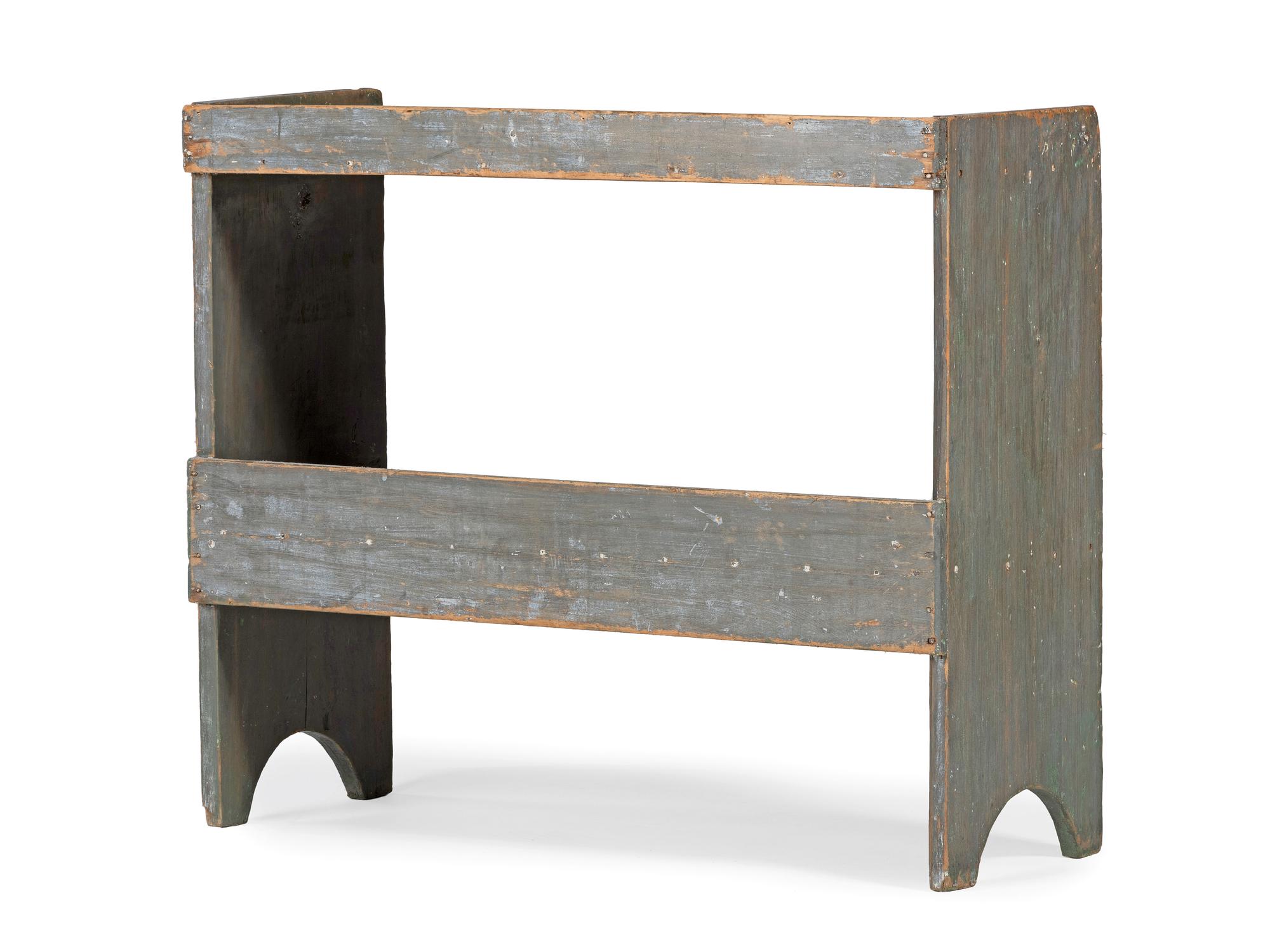 A Country Green Painted Pine Two-Tier Bucket Bench