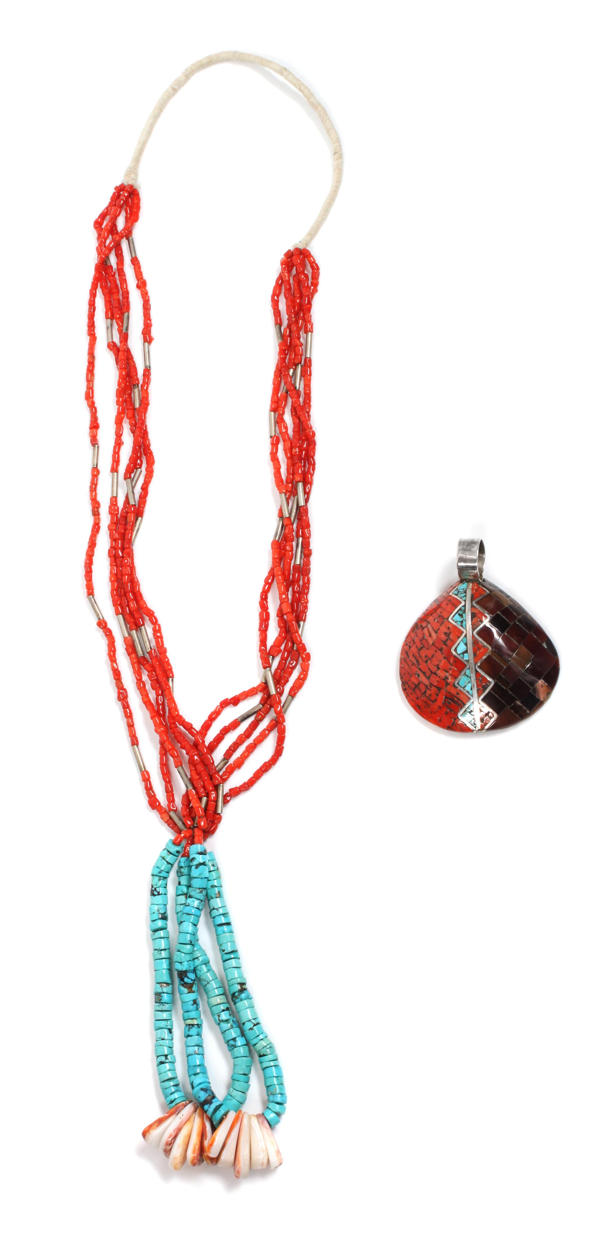 Santo Domingo Inlaid Shell Necklace Length of first 24 inches