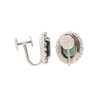 BIRKS, GREEN TOURMALINE AND DIAMOND EARCLIPS