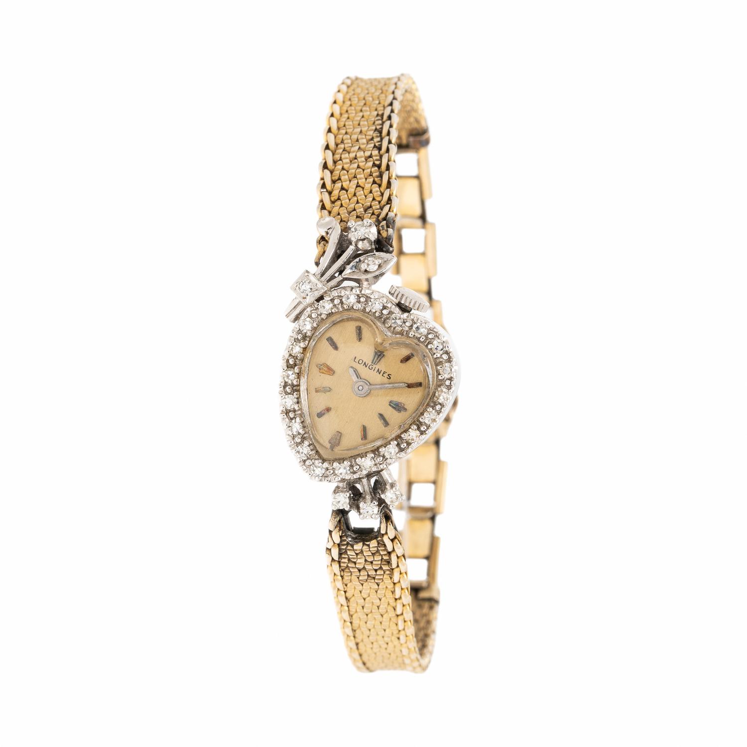 Longines, Bicolor Gold and Diamond Heart Watch