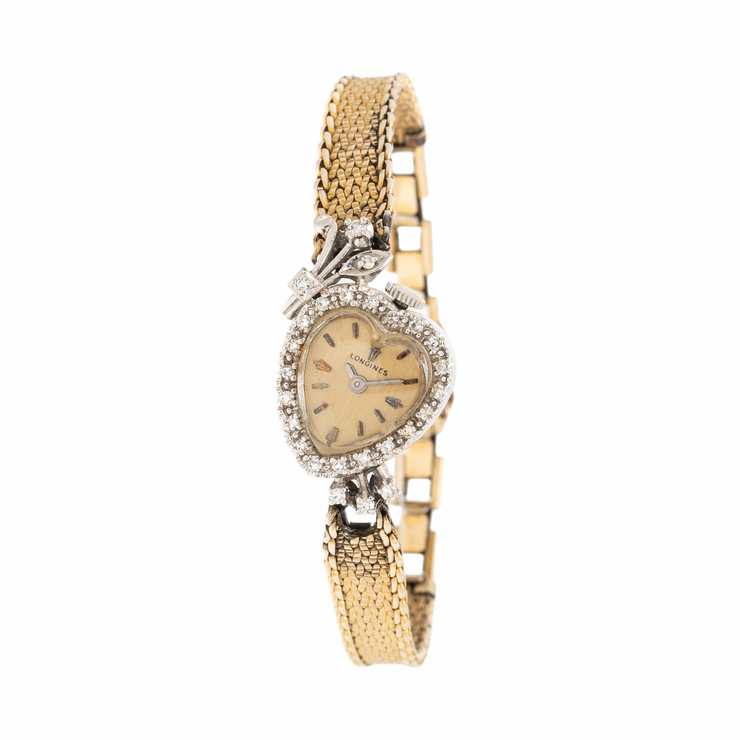 Longines, Bicolor Gold and Diamond Heart Watch