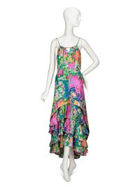FLORAL-PRINT SILK SUNDRESS, 1960's