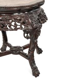 Two Chinese Export Marble Inset Rosewood Furniture