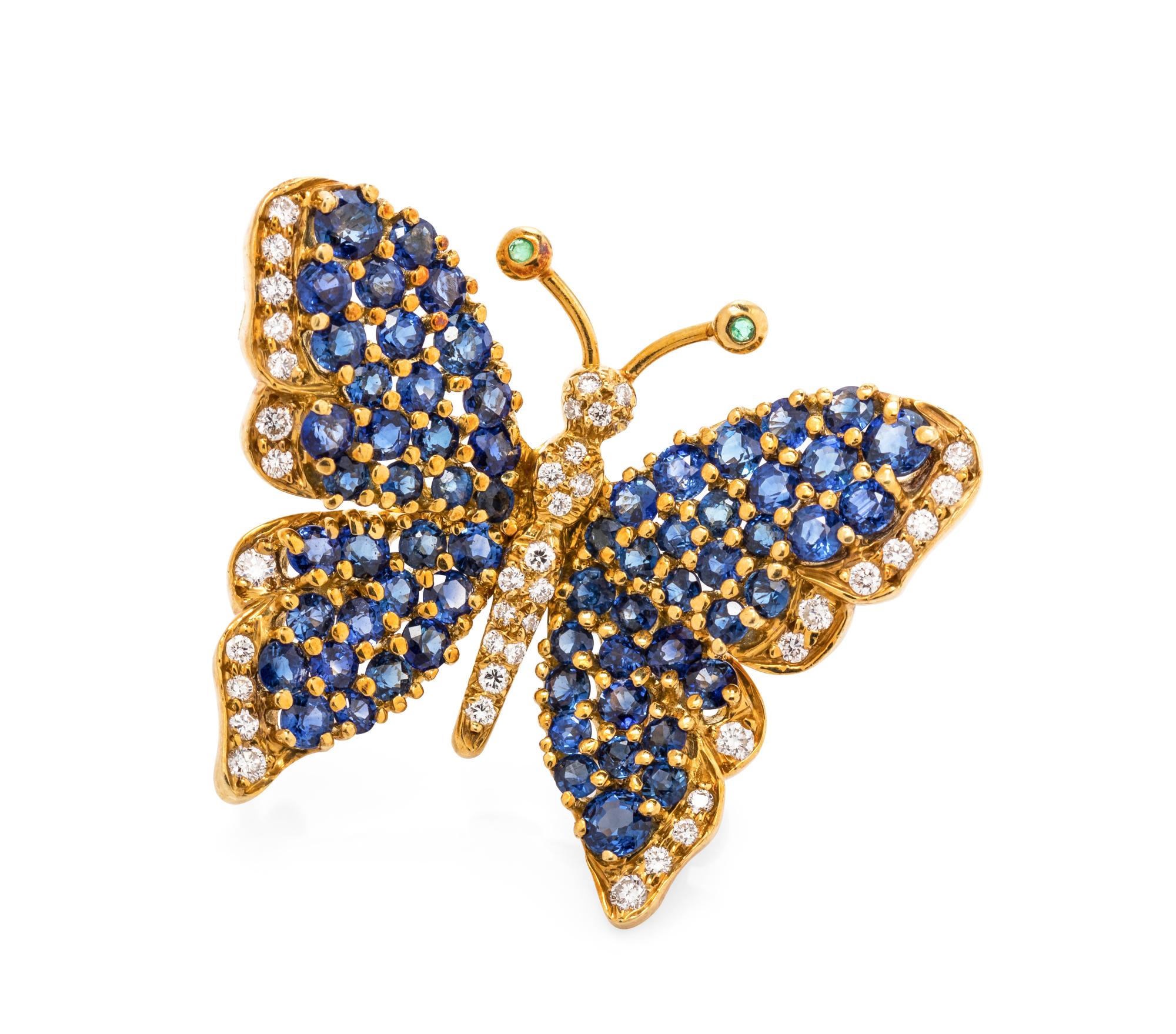 TIFFANY & CO., SAPPHIRE AND DIAMOND BUTTERFLY BROOCH