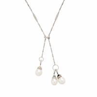 Ellagem, White Gold and Diamond Lariat Necklace with Six Interchangeable Cultured Pearl Drops