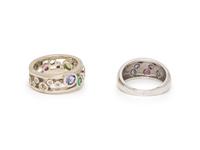 WHITE GOLD AND MULTIGEM RINGS