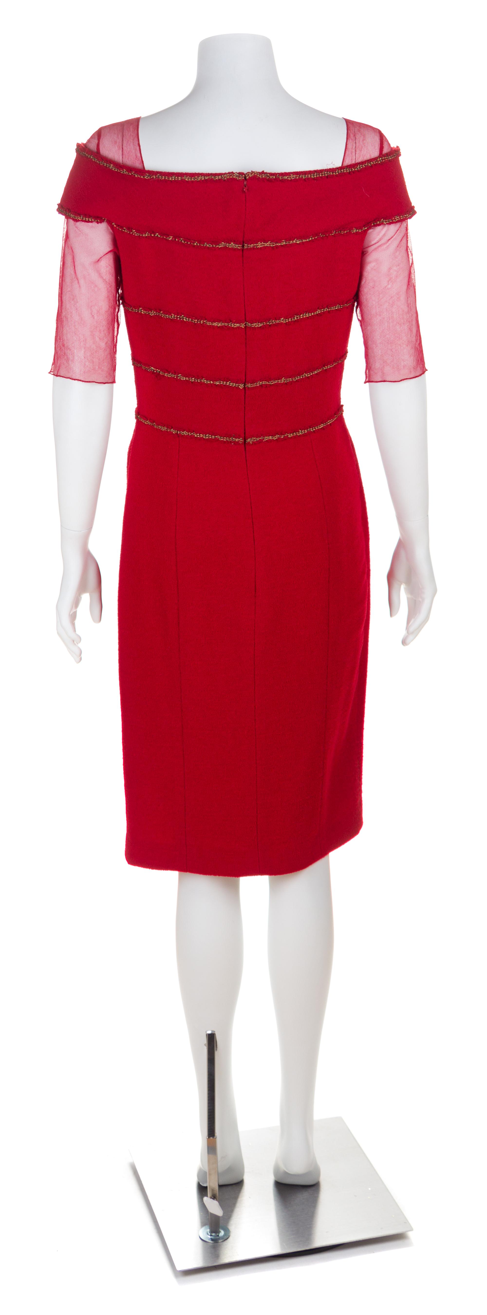 A Chanel Red Wool Dress, Size 40.