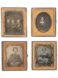 [EARLY PHOTOGRAPHY]. 40 assorted sixth and ninth plate ambrotype and tintype portraits of men, women, and children, incl. example by GUTEKUNST.