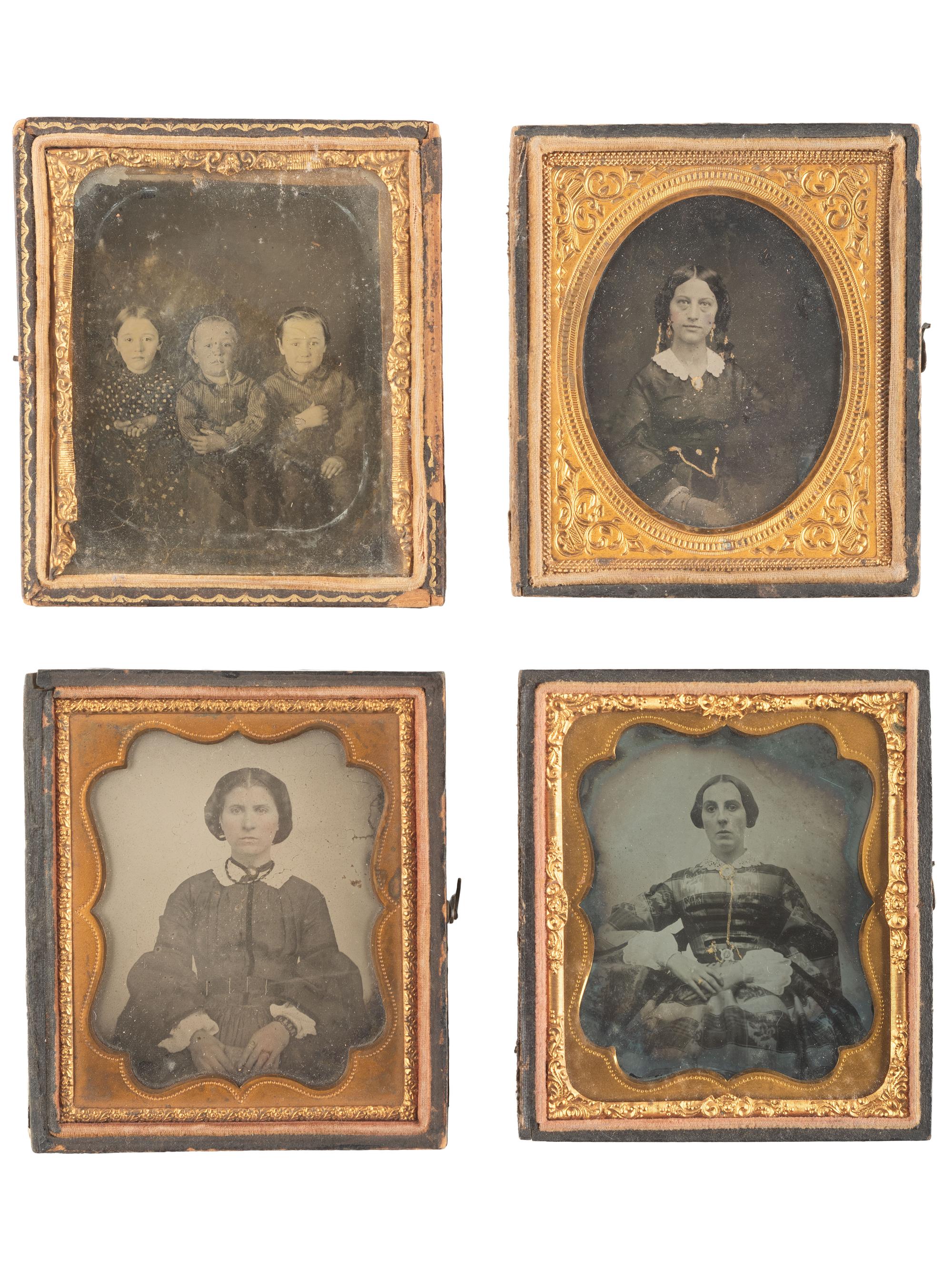 [EARLY PHOTOGRAPHY]. 40 assorted sixth and ninth plate ambrotype and tintype portraits of men, women, and children, incl. example by GUTEKUNST.