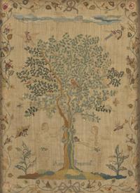 A Fine English Needlework Adam and Eve Sampler