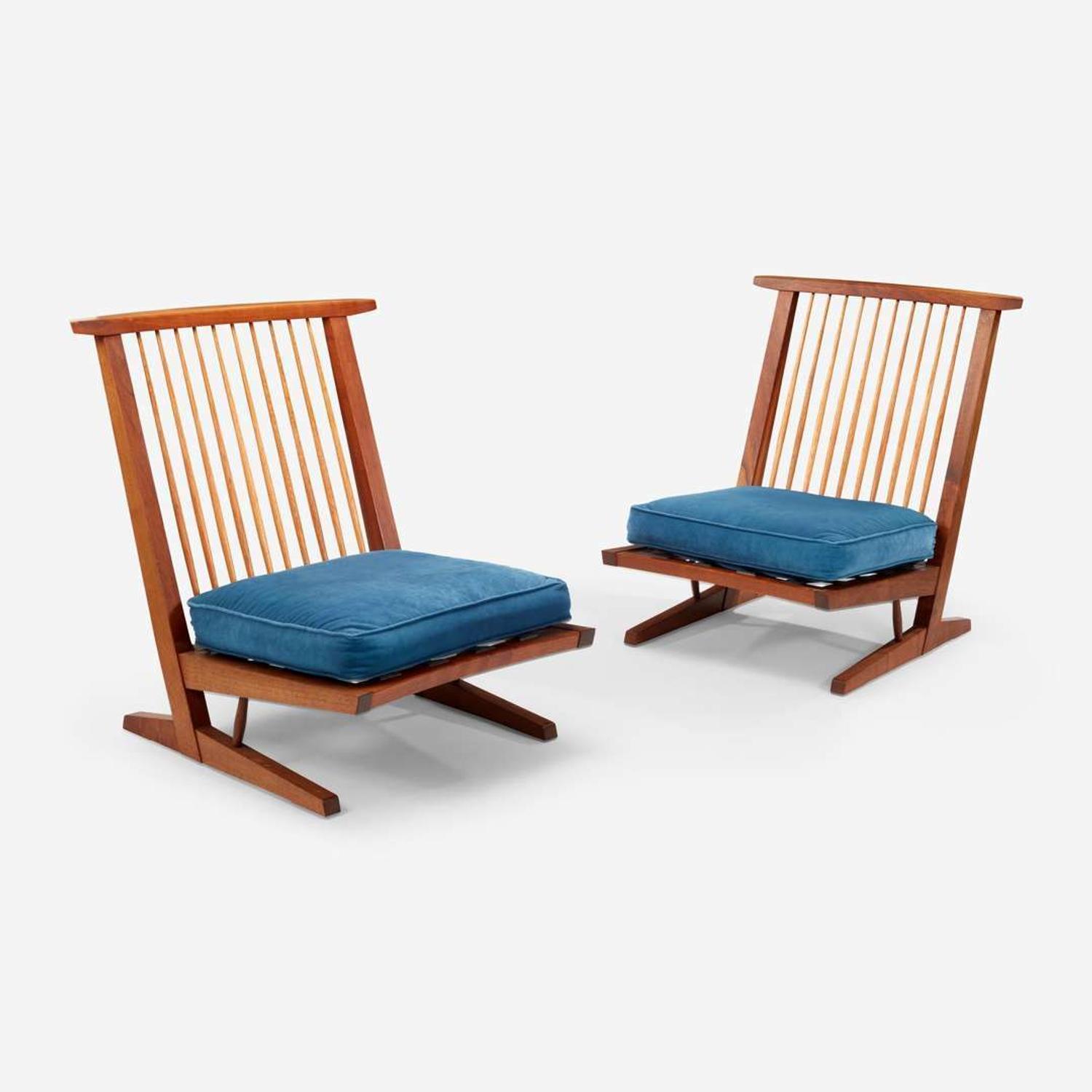 George Nakashima Pair of "Conoid" Cushion Chairs, New Hope, Pennsylvania, 1976