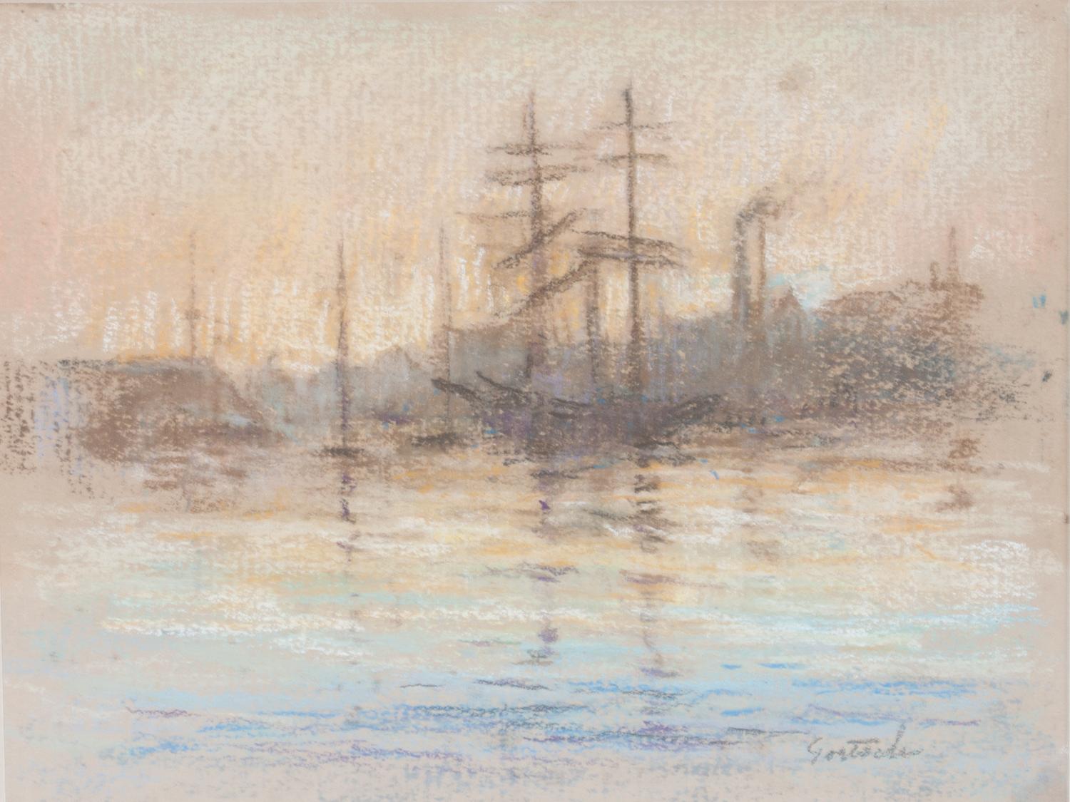Gustav Goetsch, (American, 1877-1969), Boats in Harbor