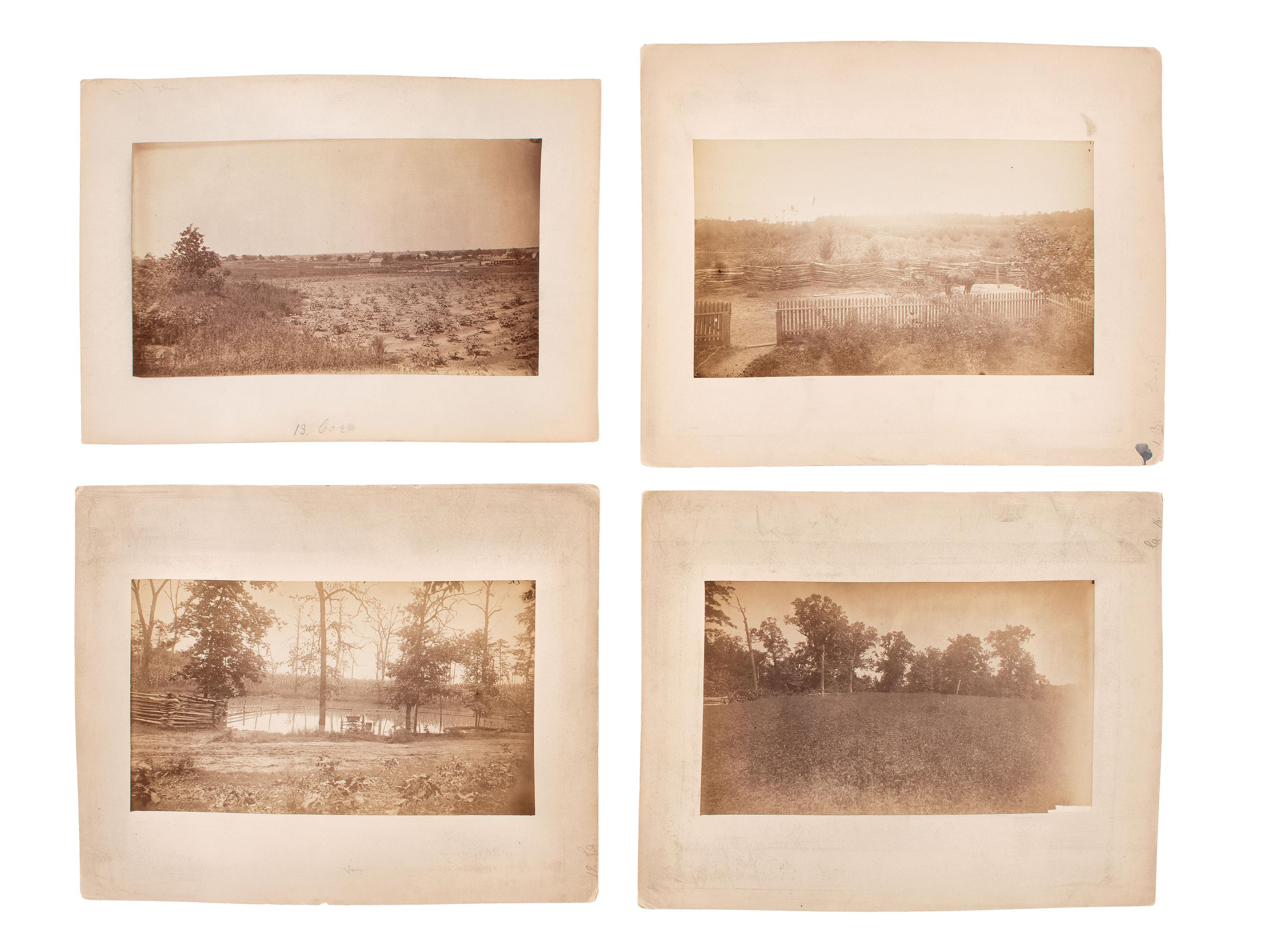 [CIVIL WAR]. 19 albumen photographs of various Civil War battlefields, particularly Chickamauga. Ca 1880s.