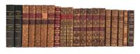 (BINDINGS) A group of 44 leather bound books.