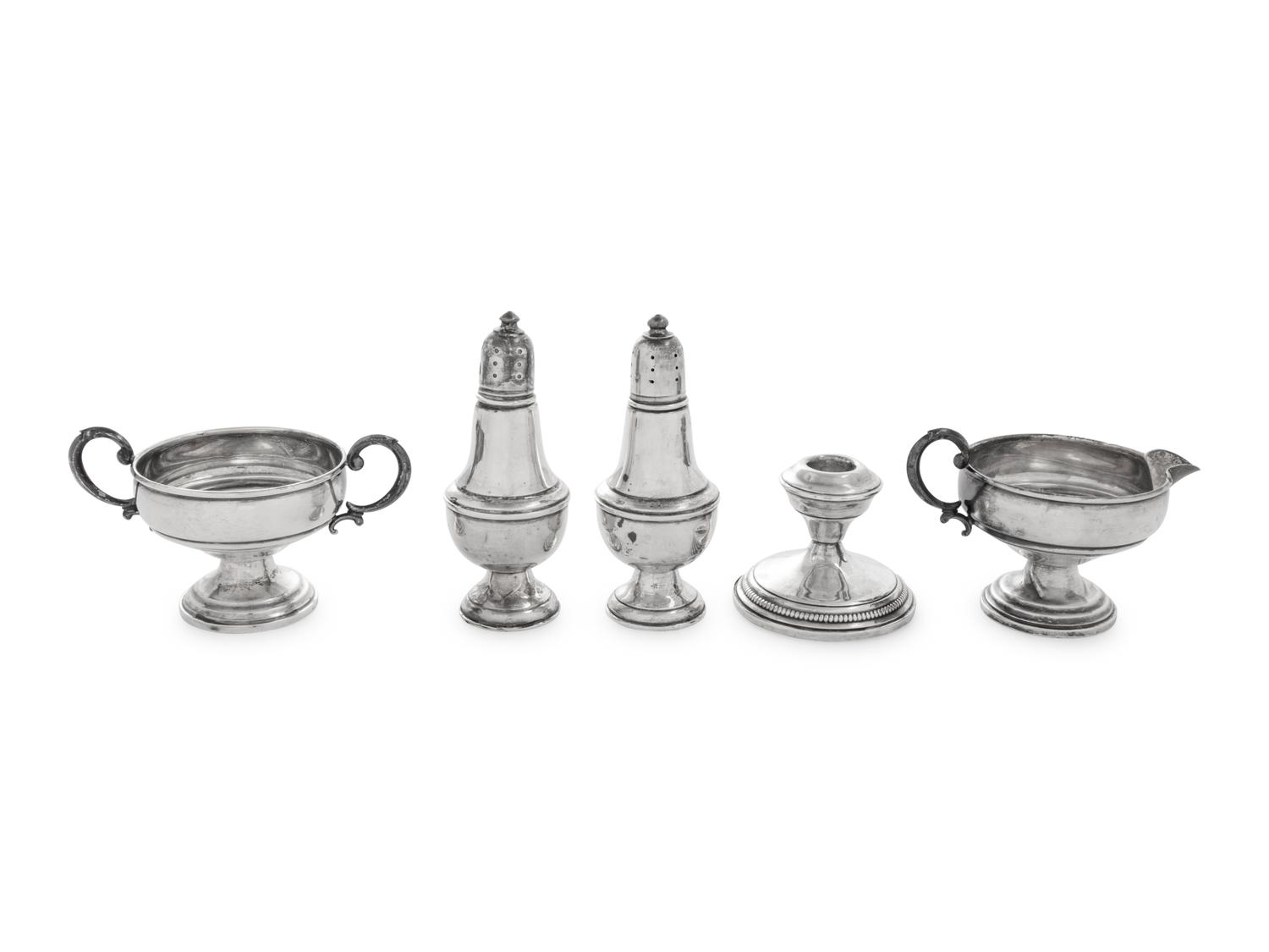 A Group of Five American Silver Table Articles