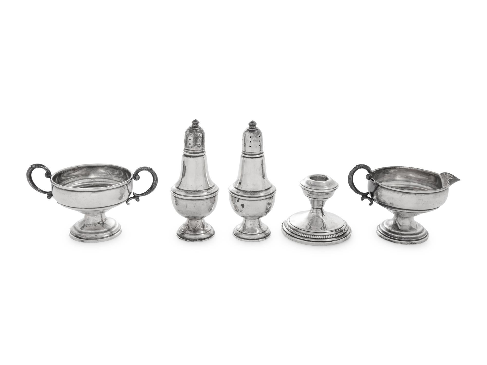 A Group of Five American Silver Table Articles