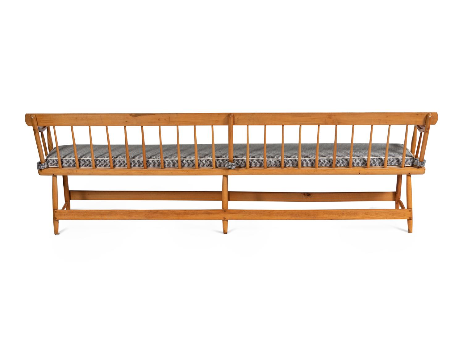 A Pair of Yellow Pine Deacon's Benches with Padded Upholstered Seats