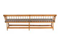 A Pair of Yellow Pine Deacon's Benches with Padded Upholstered Seats