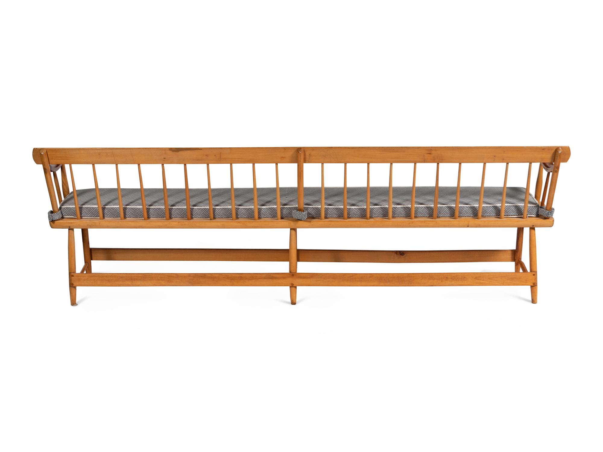 A Pair of Yellow Pine Deacon's Benches with Padded Upholstered Seats