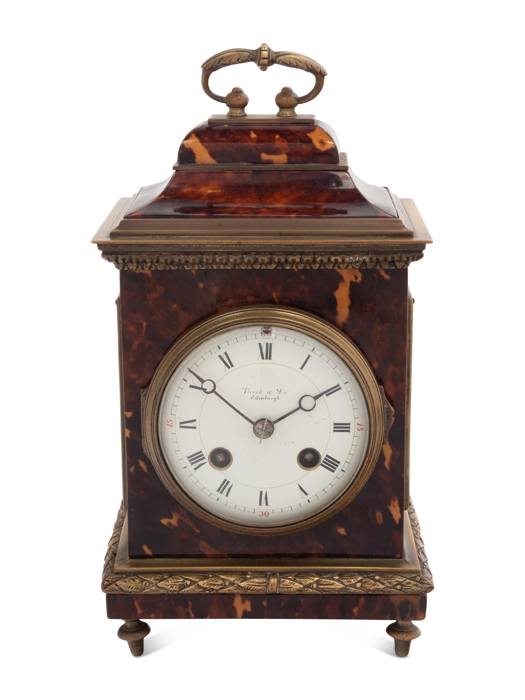 A Scottish Gilt Bronze and Tortoise Shell Mounted Bracket Clock