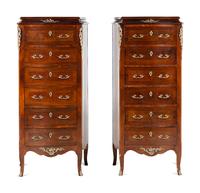 A Pair of Louis XV Style Gilt Bronze Mounted Semainiers