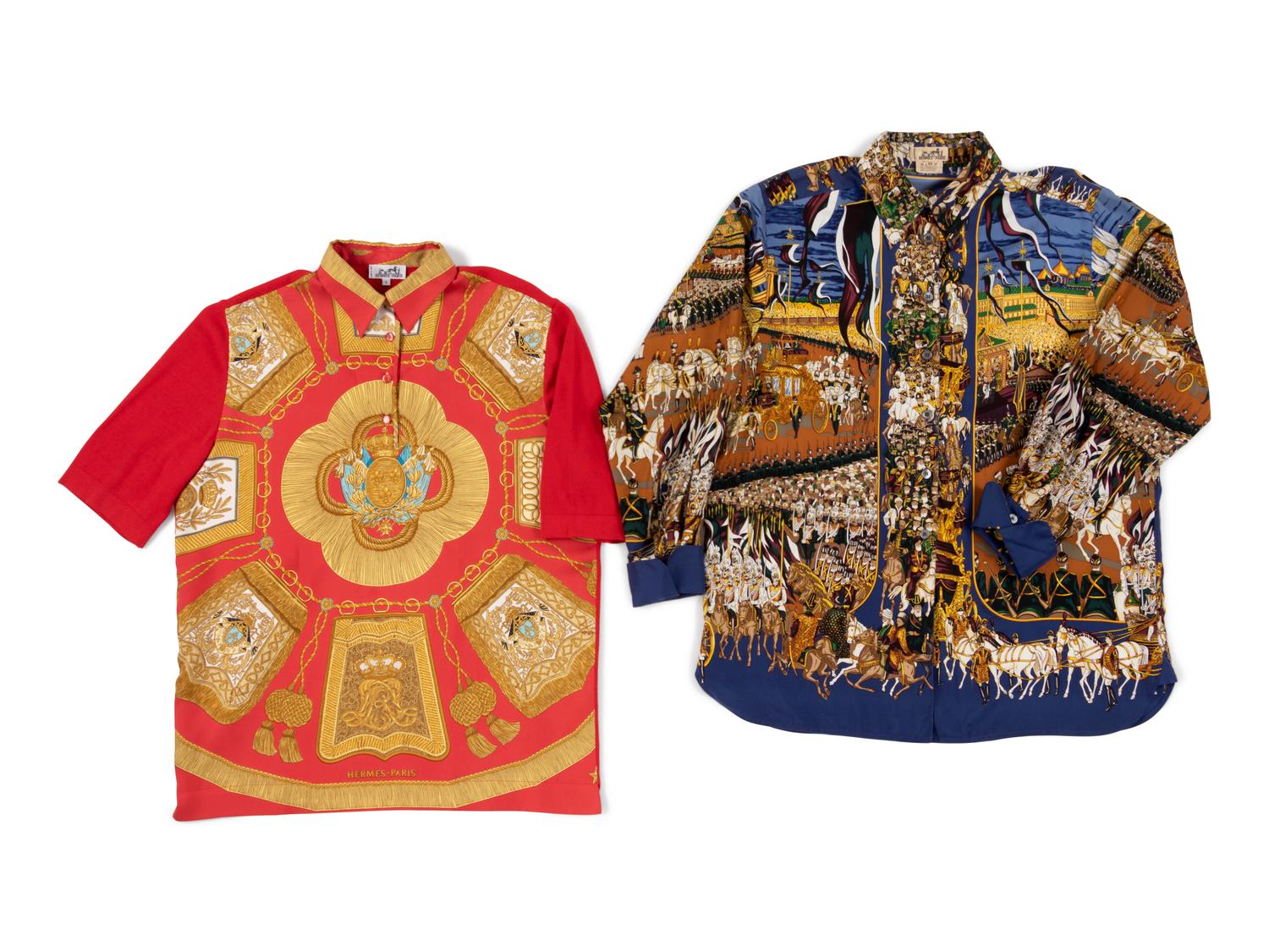 Two Hermès Printed Shirts, 1980-90s
